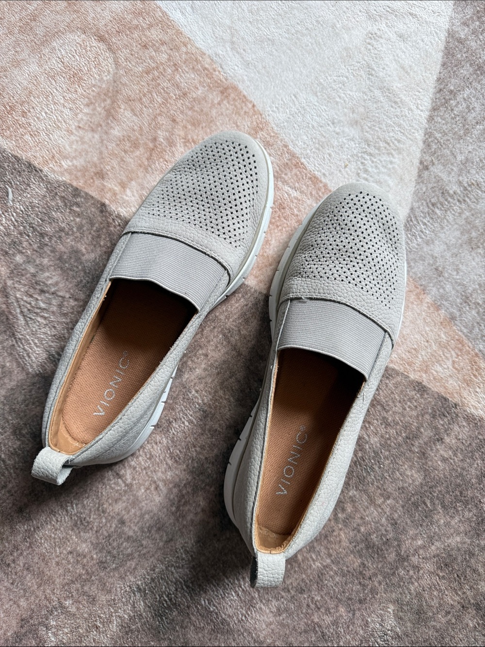 Vionic Light Gray Perforated Slip-On Loafers